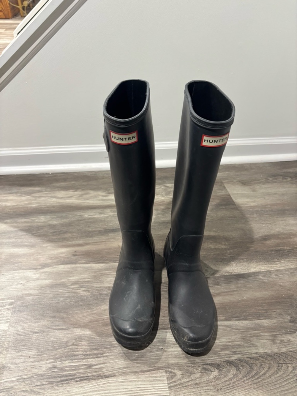 Hunter Black Matte Short Rain Boots with Side Buckle - Picture 2 of 4